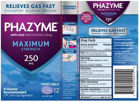 Phazyme Max Strngt 250mg 12s